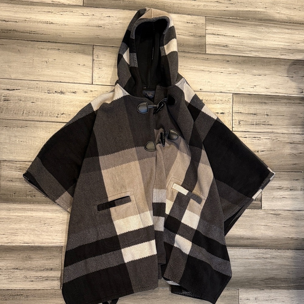 RACHEL Rachel Roy Black Label Knit Hooded Poncho